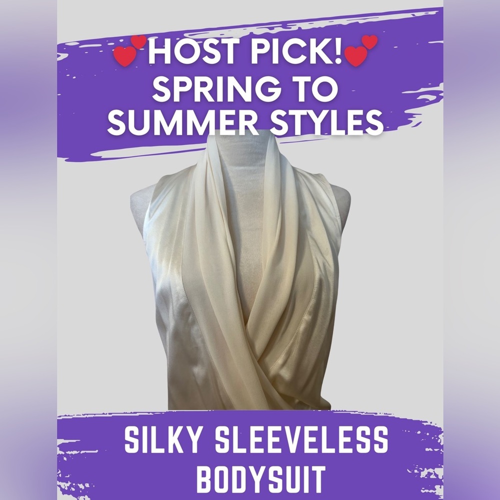 Silky Cream-Colored Sleeveless Bodysuit Blouse